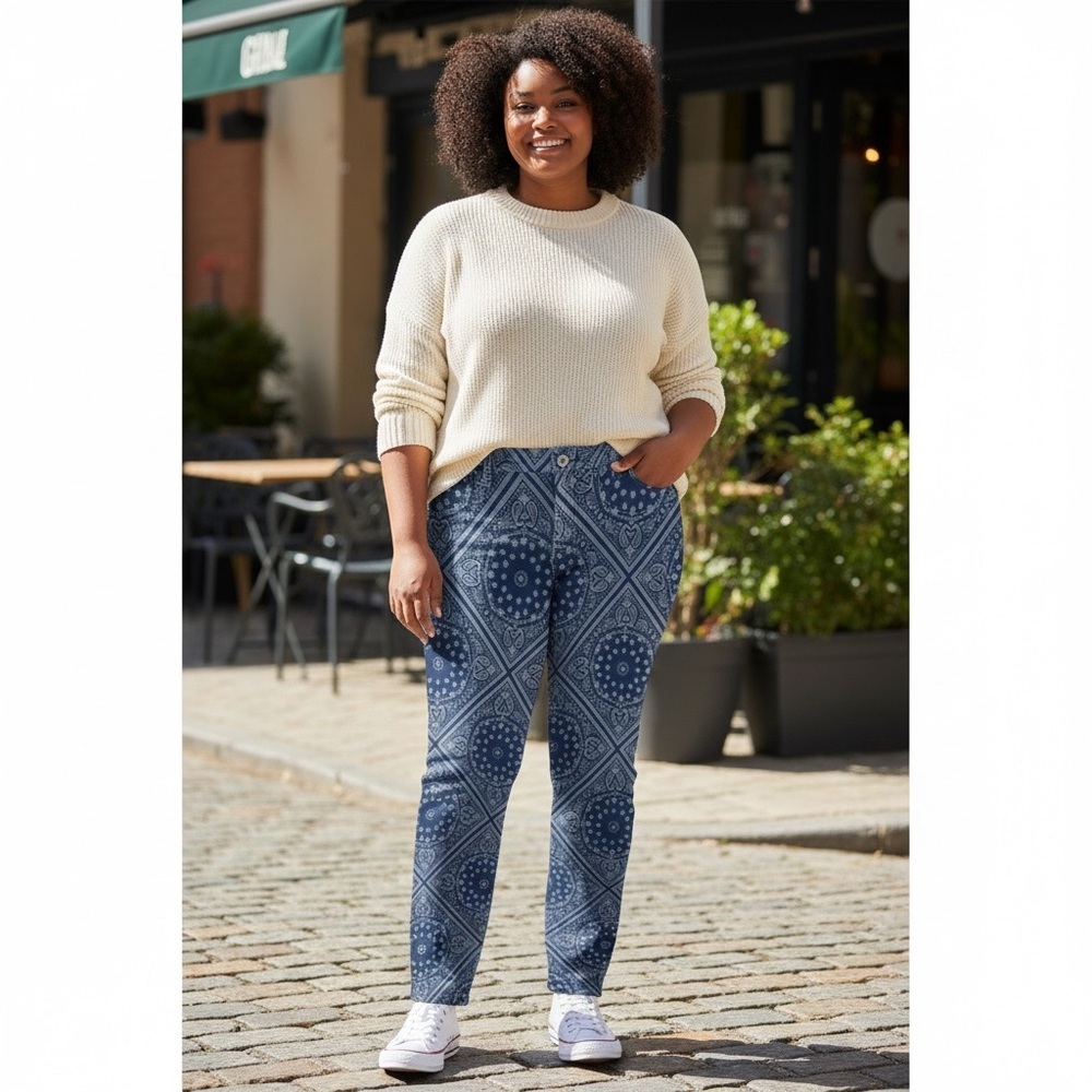 Earl Jeans with fun patterned print. EUC